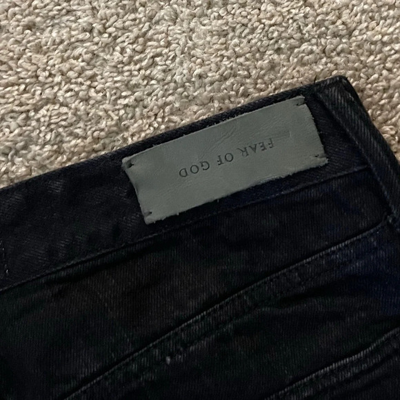 Fear of God Black Fadewash Skinny Jeans with Distressing grunge streetwear goth - Picture 6 of 10